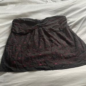 Strapless pink top with lace overlay